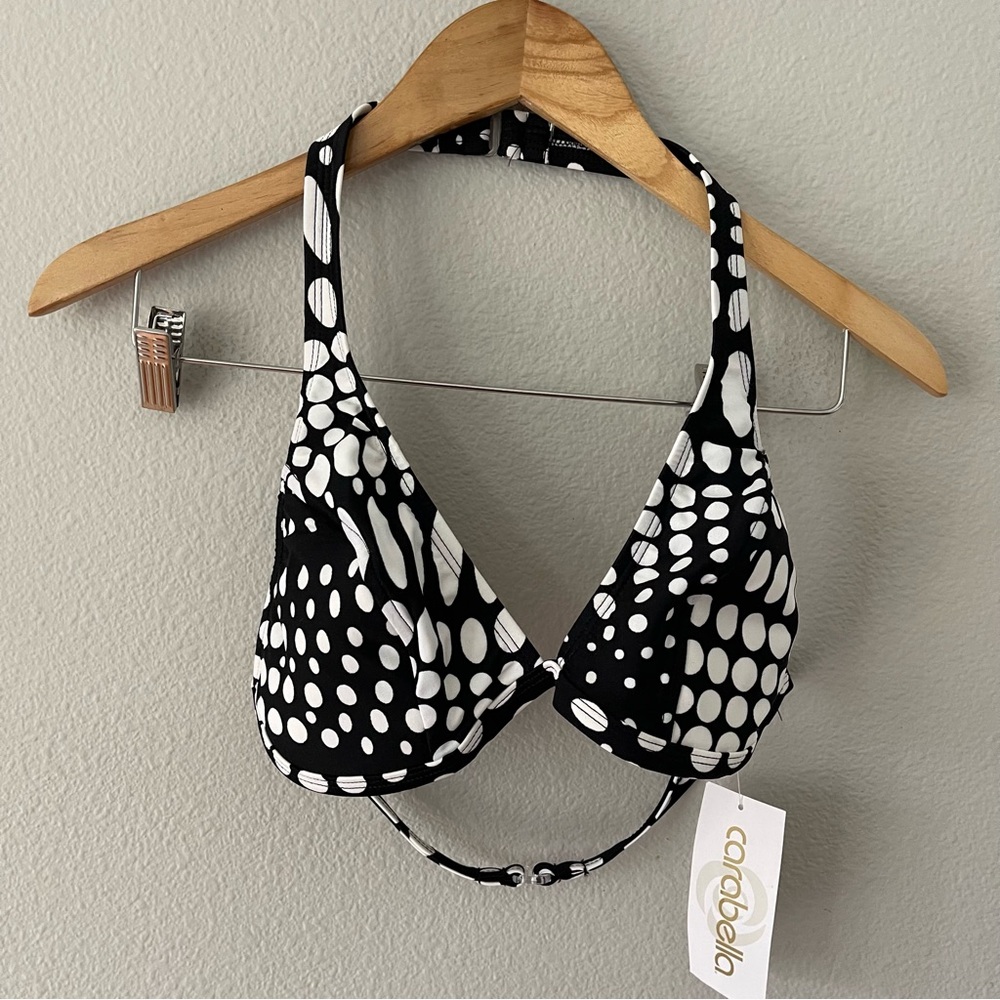 Carabella Y2K Vintage Polka Dot Black/White Swim Bra Size 12